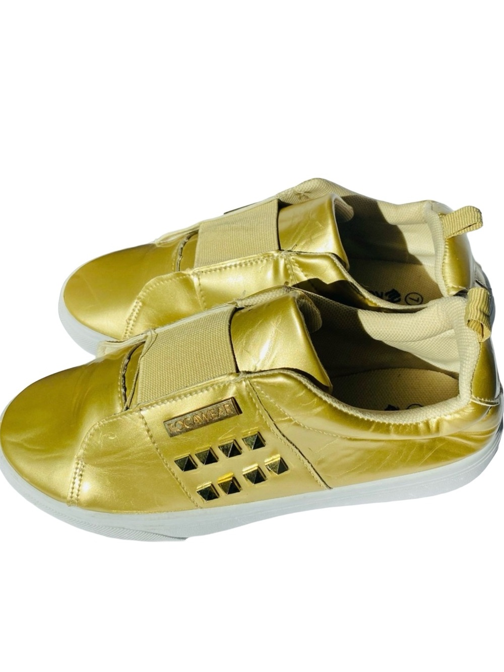 Rockawear Footwear Gold Shoes with Spikes, 7